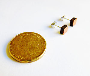 Small square studs - hand painted copper - jewellery - eco friendly - sustainable jewelry - jewelry - One Happy Leaf