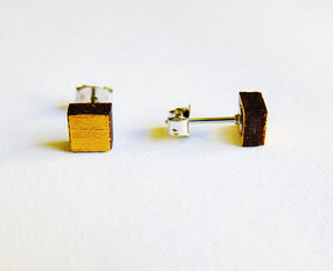 Small square studs - hand painted gold - jewellery - eco friendly - sustainable jewelry - jewelry - One Happy Leaf