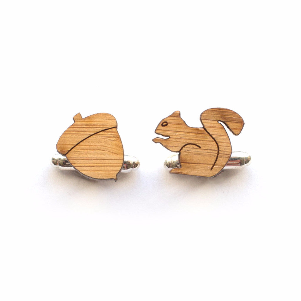 Squirrel + Acorn cufflinks - jewellery - eco friendly - sustainable jewelry - jewelry - One Happy Leaf