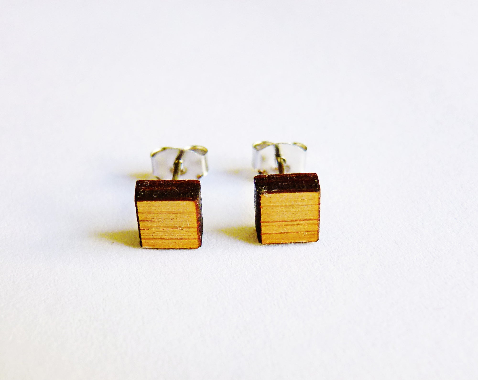 Small square studs - natural - jewellery - eco friendly - sustainable jewelry - jewelry - One Happy Leaf