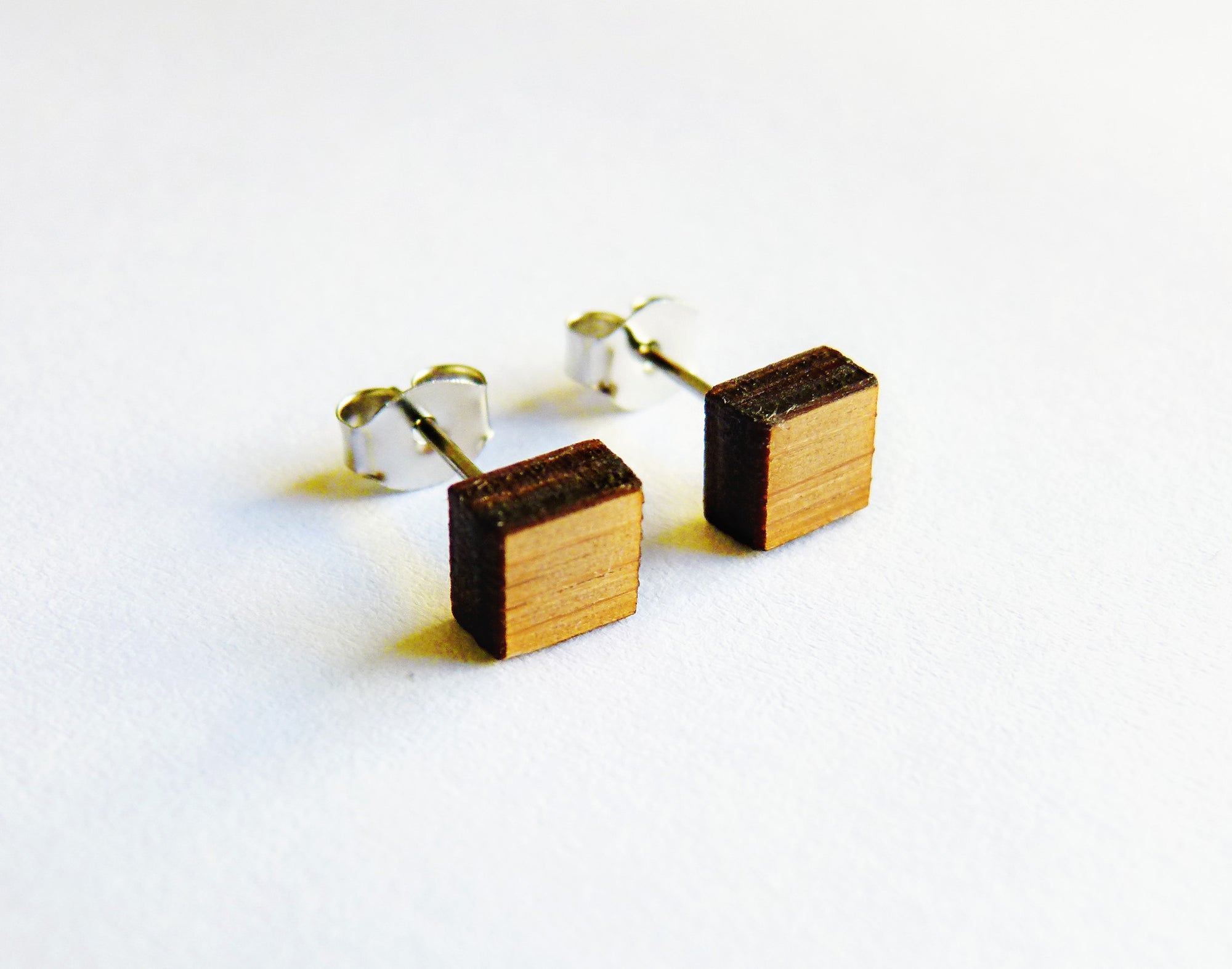 Small square studs - natural - jewellery - eco friendly - sustainable jewelry - jewelry - One Happy Leaf