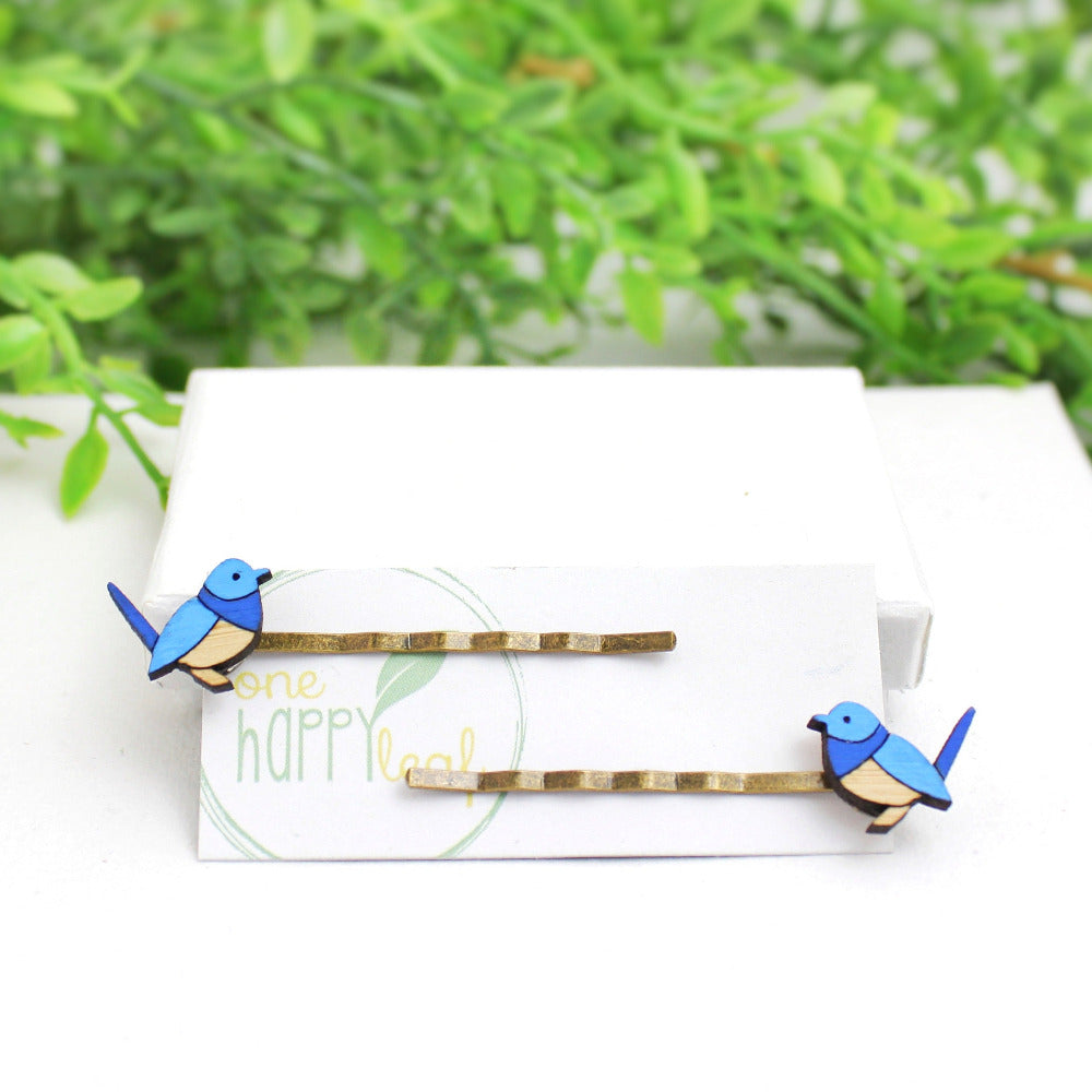Blue Wren Hairpins, Blue bird hair accessories, blird gift, gift for bird lover