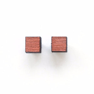 Small square studs - hand painted copper - jewellery - eco friendly - sustainable jewelry - jewelry - One Happy Leaf