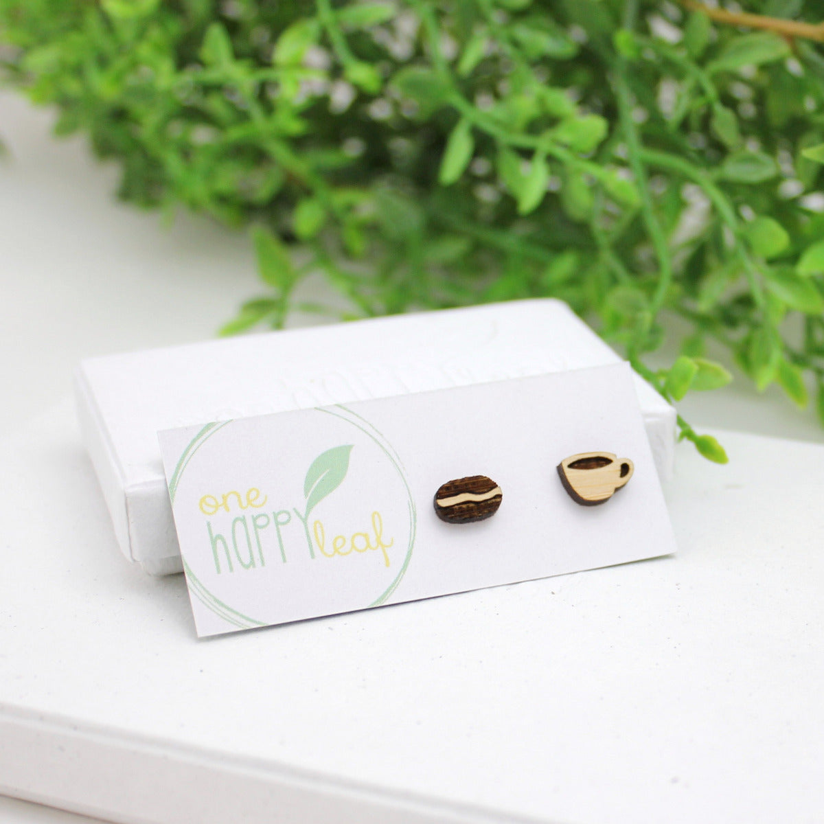 Coffee bean stud earrings