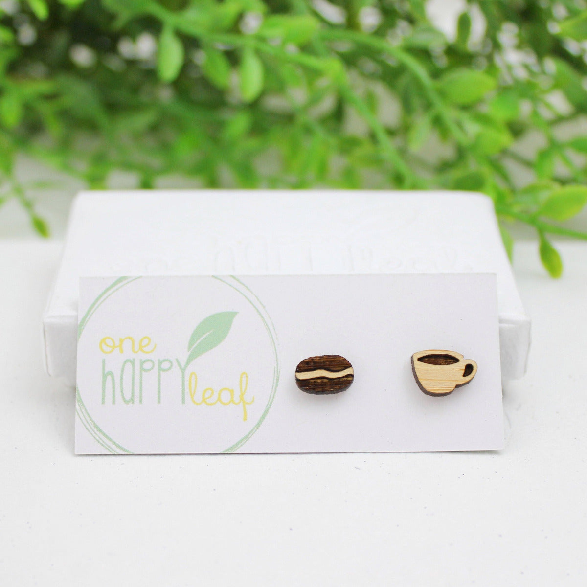 Coffee bean stud earrings