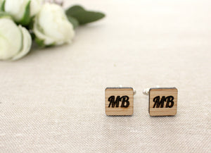 Square initial cufflinks - jewellery - eco friendly - sustainable jewelry - jewelry - One Happy Leaf