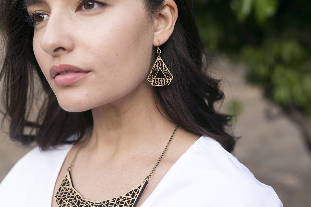 Pyramid drop earrings - jewellery - eco friendly - sustainable jewelry - jewelry - One Happy Leaf