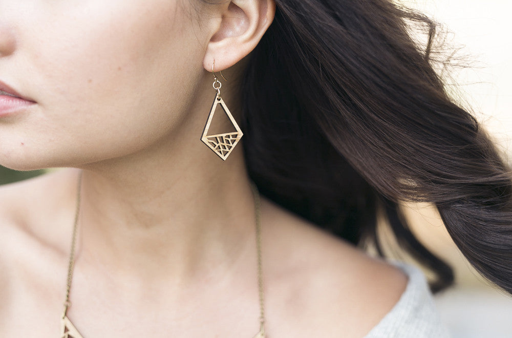 Geo dangle earring - jewellery - eco friendly - sustainable jewelry - jewelry - One Happy Leaf