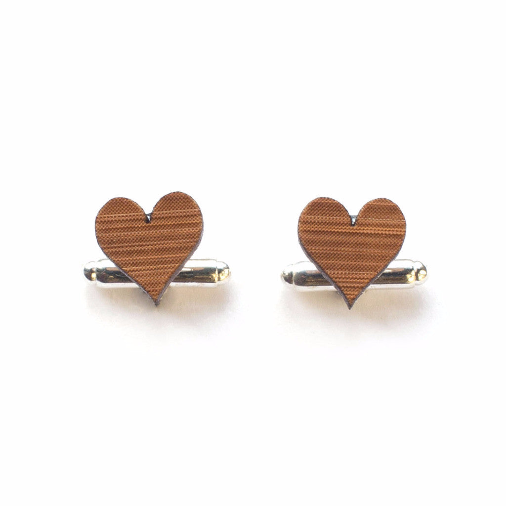 Love heart cufflinks - jewellery - eco friendly - sustainable jewelry - jewelry - One Happy Leaf