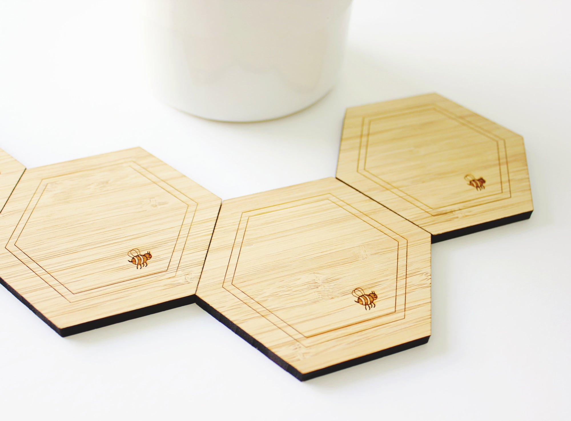 Honeycomb coasters (set of 4) - jewellery - eco friendly - sustainable jewelry - jewelry - One Happy Leaf