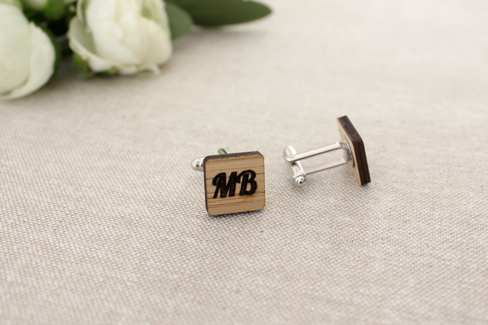 Square initial cufflinks - jewellery - eco friendly - sustainable jewelry - jewelry - One Happy Leaf