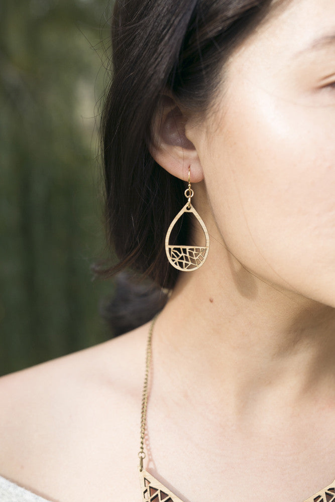 Teardrop dangle earring - jewellery - eco friendly - sustainable jewelry - jewelry - One Happy Leaf