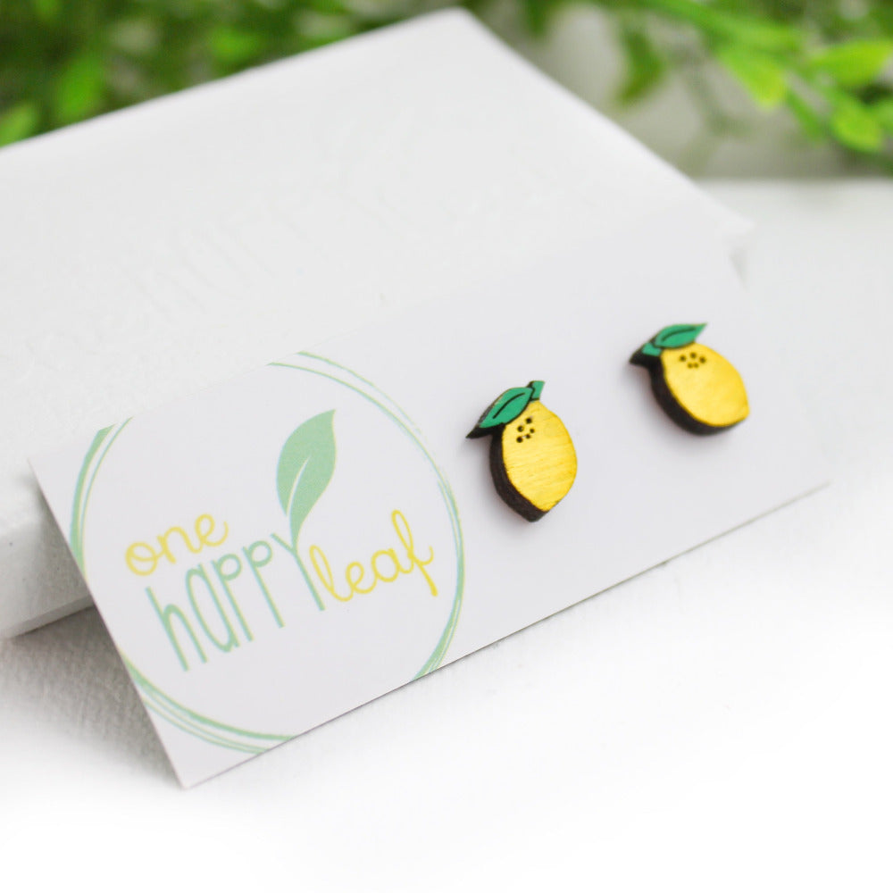 Lemon studs fruit stud earrings Eco jewellery australia