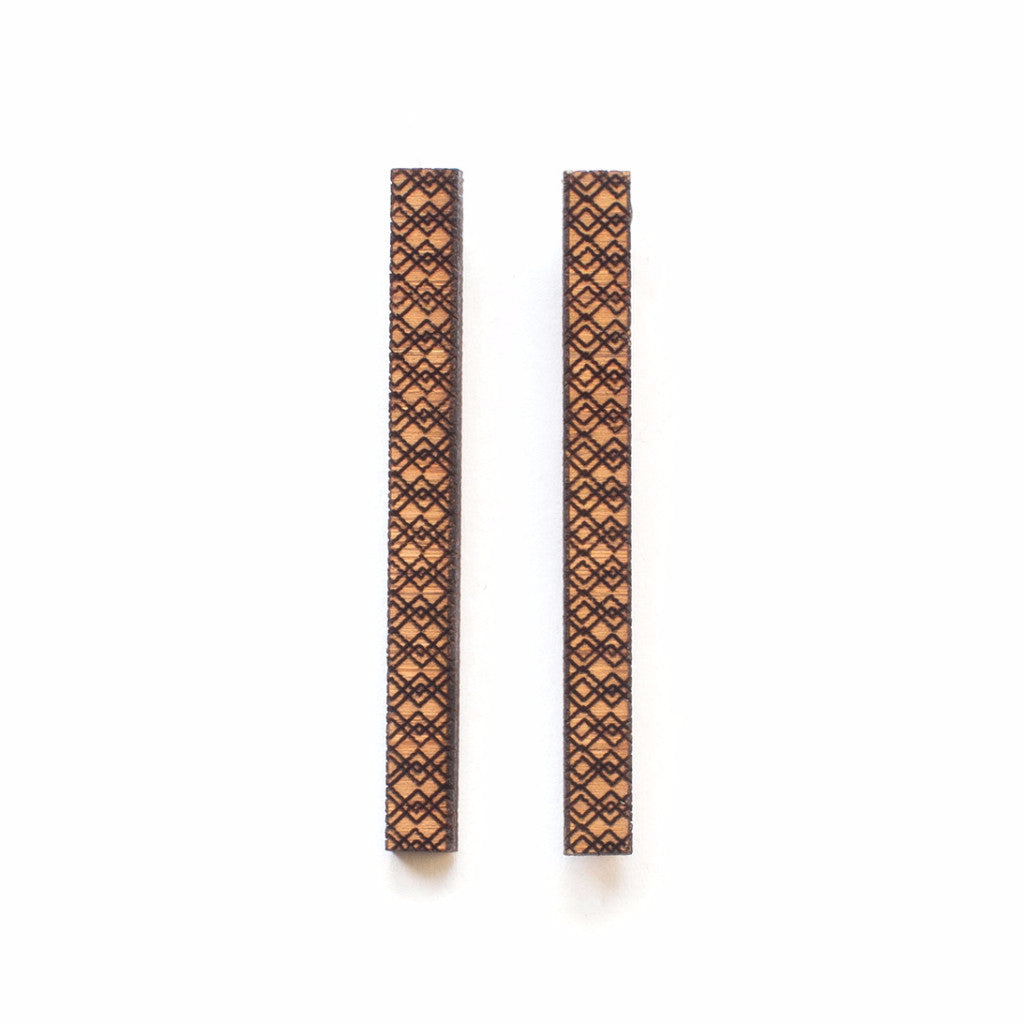 Long patterned bar studs - jewellery - eco friendly - sustainable jewelry - jewelry - One Happy Leaf
