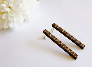 Long patterned bar studs - jewellery - eco friendly - sustainable jewelry - jewelry - One Happy Leaf