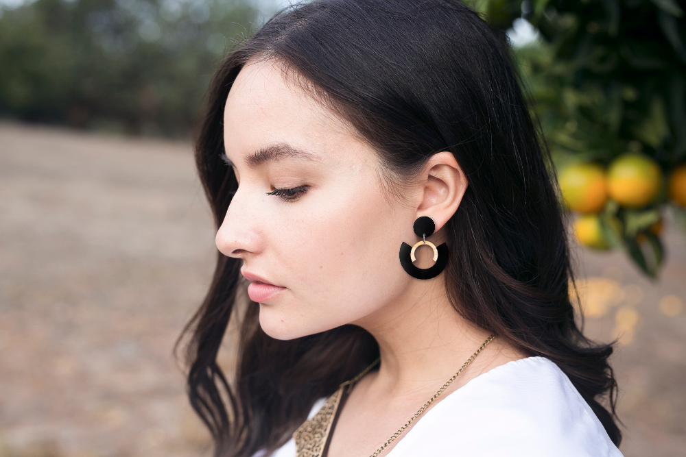 Black midnight earrings - Eco friendly Australian jewellery