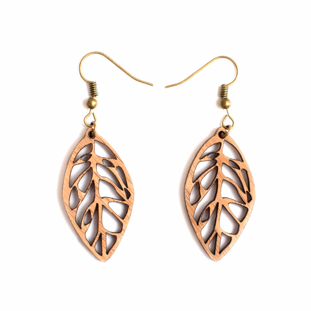 Long leaf earrings - jewellery - eco friendly - sustainable jewelry - jewelry - One Happy Leaf