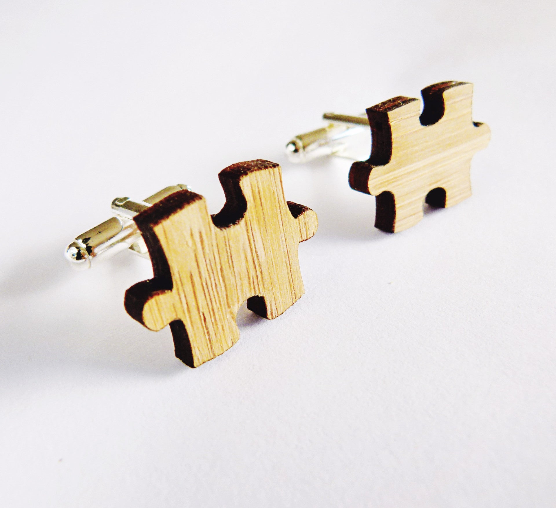 Puzzle piece cufflinks - jewellery - eco friendly - sustainable jewelry - jewelry - One Happy Leaf