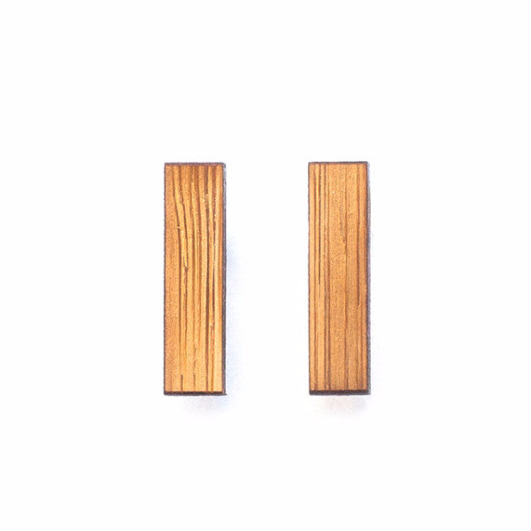 Short minimal bar studs - jewellery - eco friendly - sustainable jewelry - jewelry - One Happy Leaf