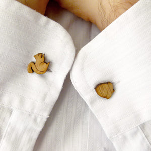 Squirrel + Acorn cufflinks - jewellery - eco friendly - sustainable jewelry - jewelry - One Happy Leaf