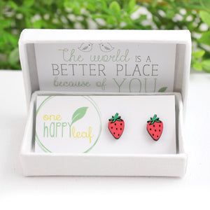 Strawberry studs fruit stud earrings Australia eco jewellery