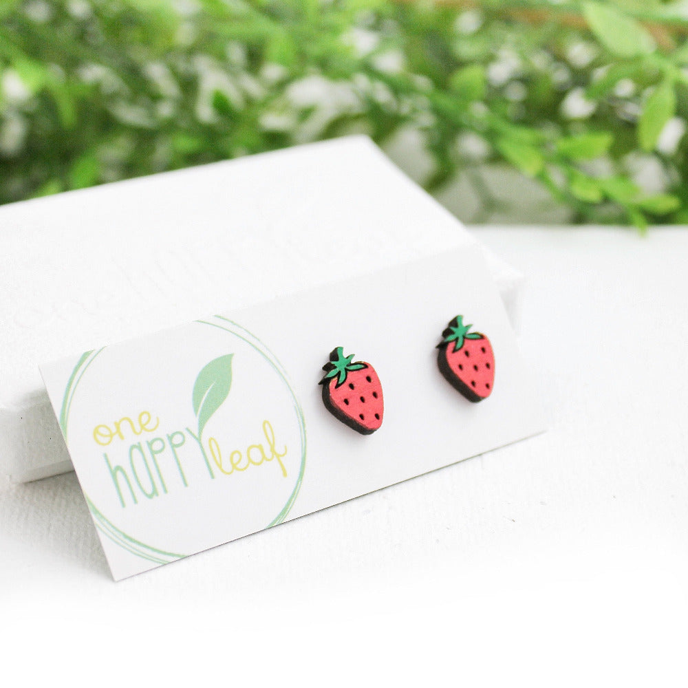 Strawberry studs fruit stud earrings Australia eco jewellery