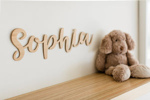wooden cut out name sign for child