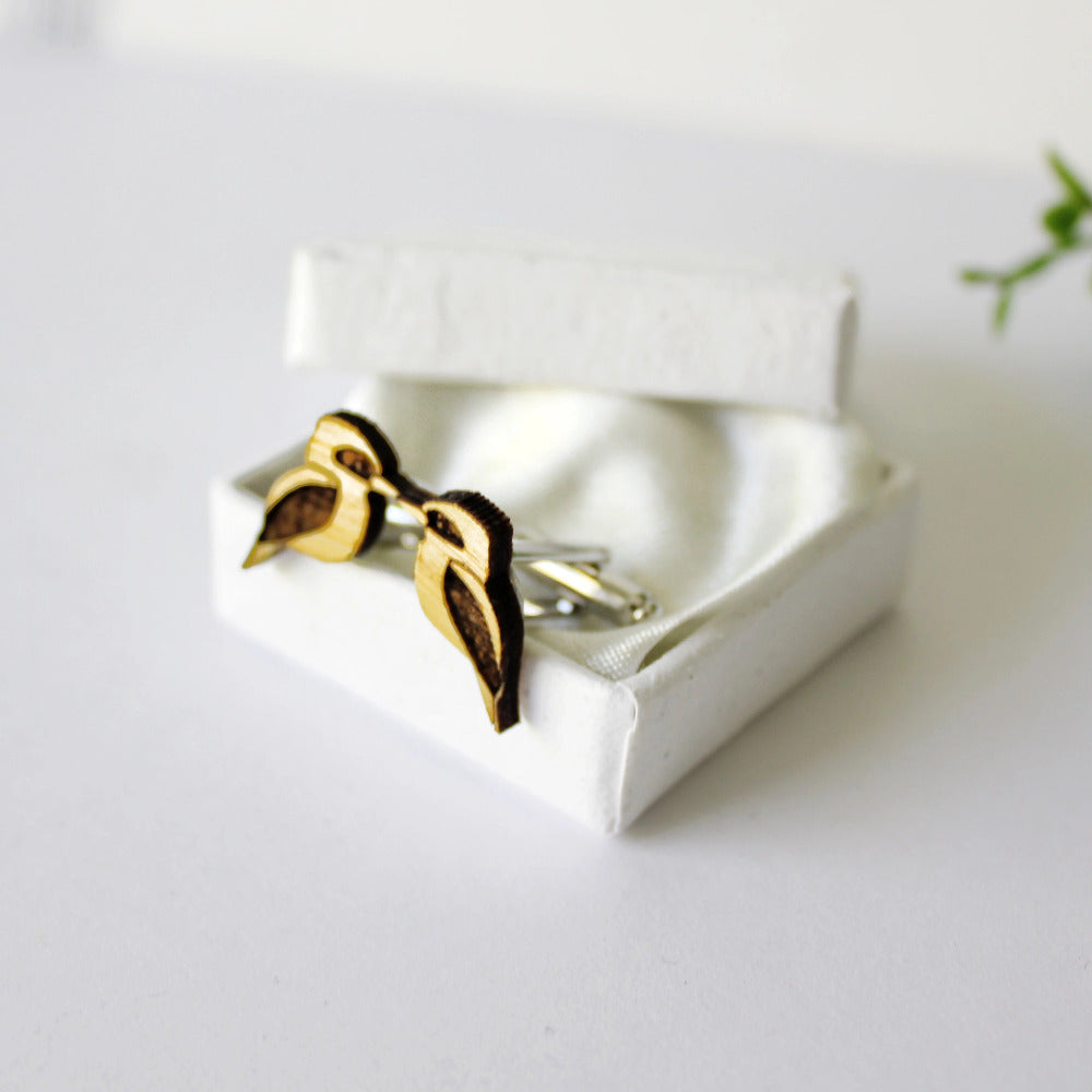 Kookaburra cufflinks - bird cufflinks