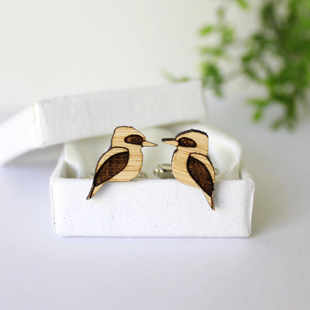 Kookaburra cufflinks - bird cufflinks