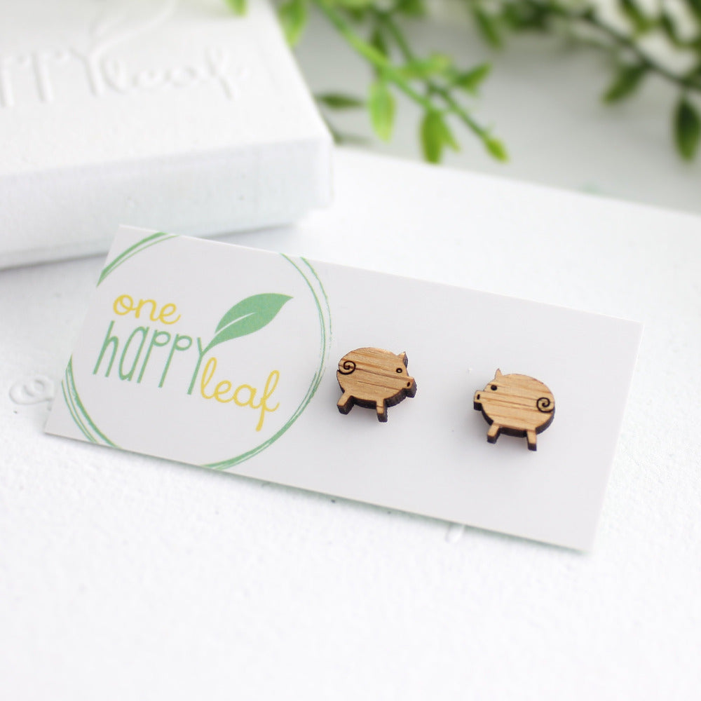 pig earrings, pig studs